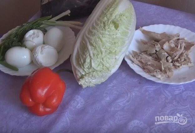 Пекинская капуста с курицей и грибами